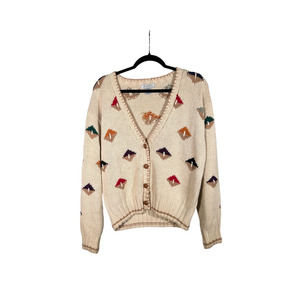 Vintage cream diamond cardigan